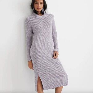 J Crew Ribbed Sweater-Dress - LILAC IVORY - Small